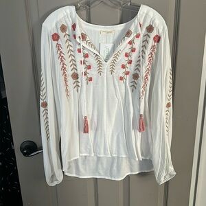 Love Stitch white floral blouse